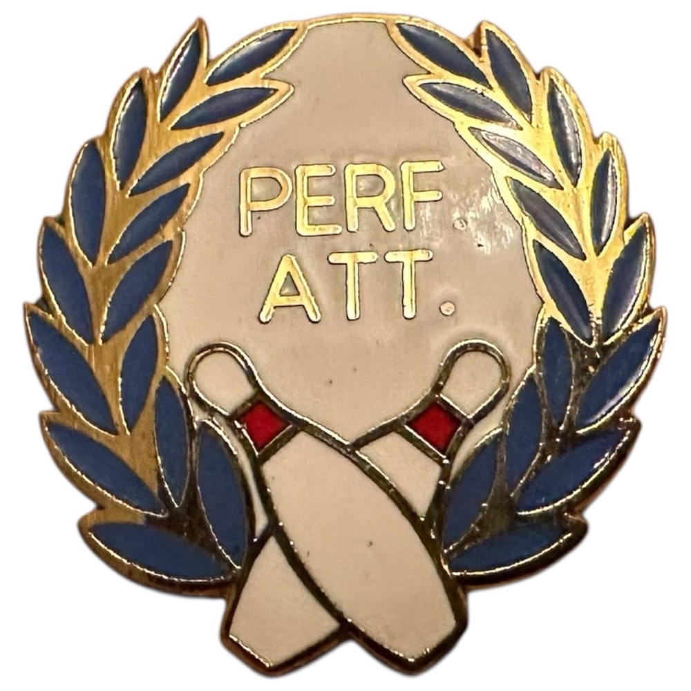 Bowling Achievement Pin with Blue Laurel